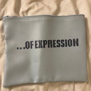 Rebecca Minkoff Baby Blue Embossed Leather Makeup Bag Clutch Purse NWT